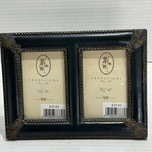 Vtg The Weston Gallery Double Frame Picture Green Gold Photo Ornate Old Money